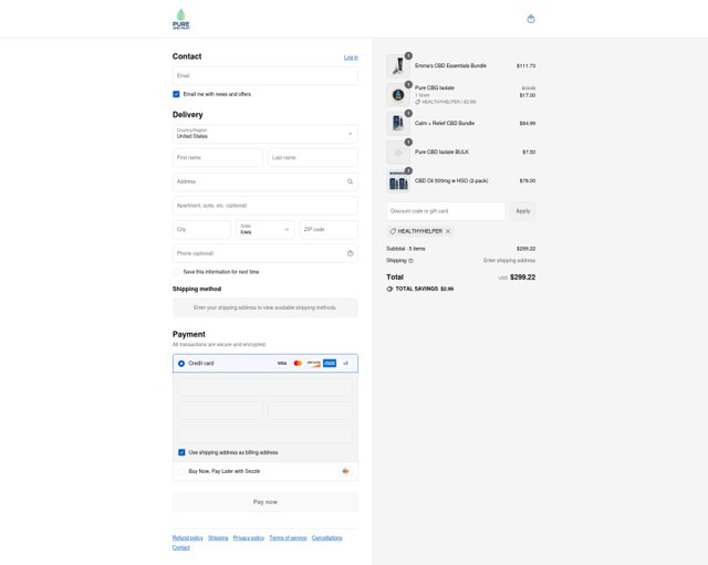 Pure Spectrum checkout page showing Pure Spectrum promo code box | Screenshot taken by SimplyCodes community member on Sep 8, 2025