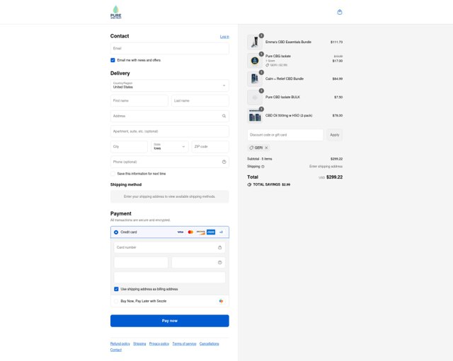 Pure Spectrum checkout page showing Pure Spectrum promo code box | Screenshot taken by SimplyCodes community member on Sep 8, 2025