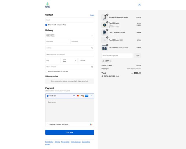 Pure Spectrum checkout page showing Pure Spectrum promo code box | Screenshot taken by SimplyCodes community member on Sep 8, 2025