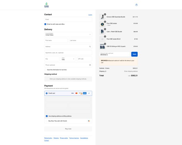 Pure Spectrum checkout page showing Pure Spectrum promo code box | Screenshot taken by SimplyCodes community member on Sep 8, 2025