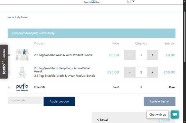 PurFlo checkout page showing PurFlo discount code box | Screenshot taken by SimplyCodes community member on Aug 11, 2025