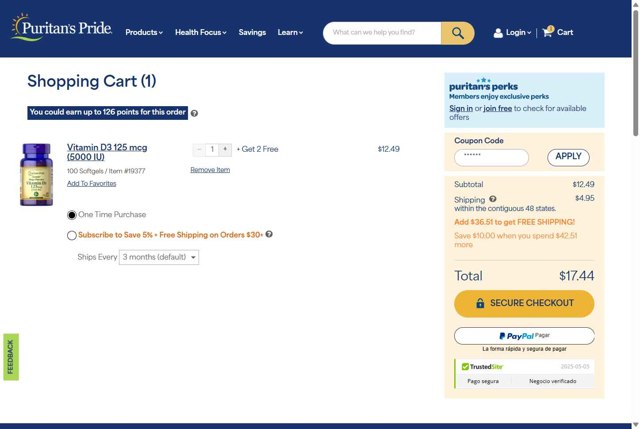 Puritan's Pride Coupon Codes (9 Verified) - $5 Off May 2025
