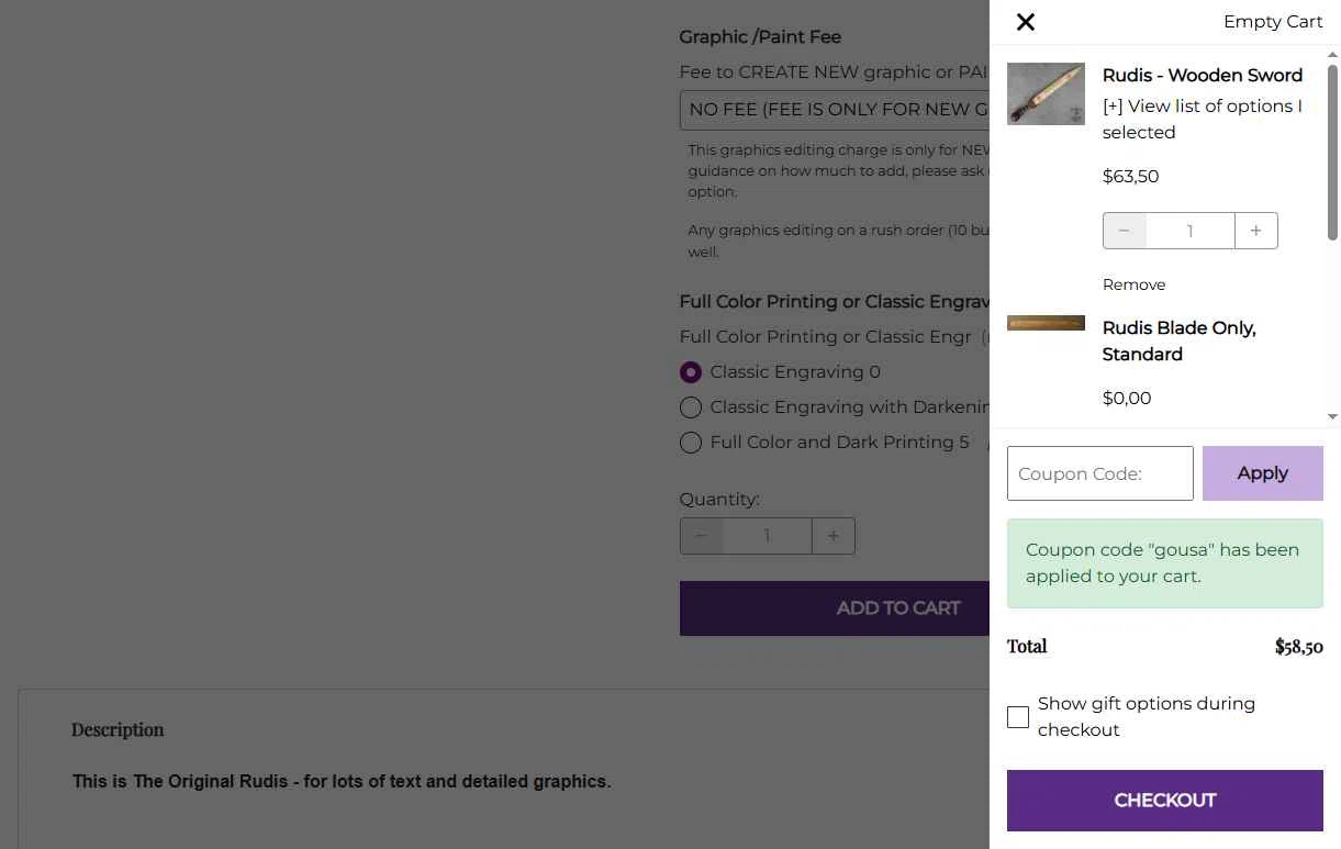 Purpleheart Armoury checkout page showing Purpleheart Armoury coupon code box | Screenshot taken by SimplyCodes community member on Jan 27, 2026