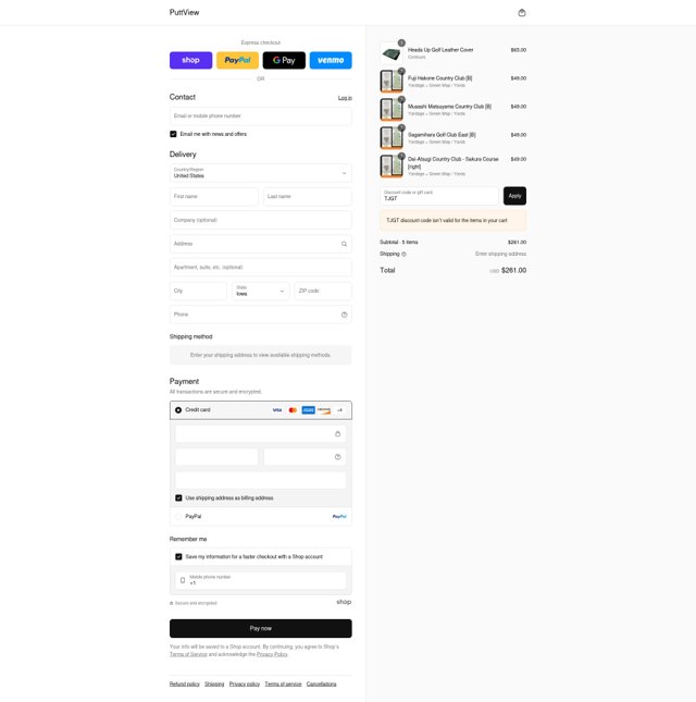 PuttView Books checkout page showing PuttView Books discount code box | Screenshot taken by SimplyCodes community member on Sep 3, 2025