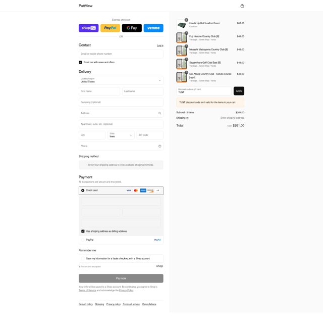 PuttView Books checkout page showing PuttView Books discount code box | Screenshot taken by SimplyCodes community member on Aug 26, 2025