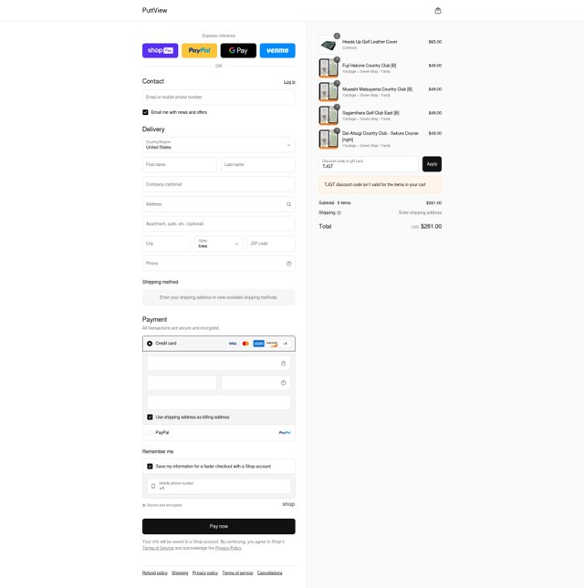 PuttView Books checkout page showing PuttView Books discount code box | Screenshot taken by SimplyCodes community member on Aug 17, 2025