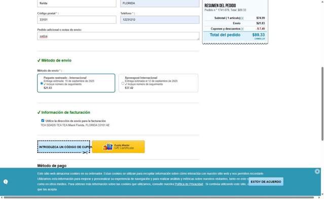 Puzzle Master checkout page showing Puzzle Master promo code box | Screenshot taken by SimplyCodes community member on Sep 1, 2025