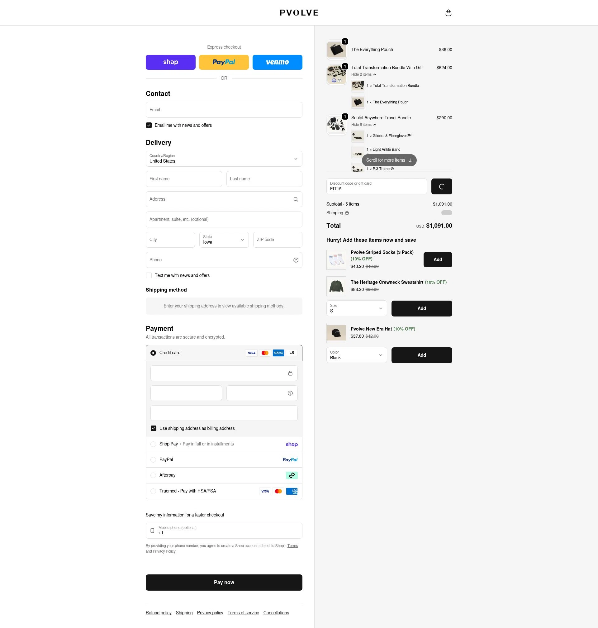 P.volve checkout page showing P.volve discount code box | Screenshot taken by SimplyCodes community member on Feb 10, 2026