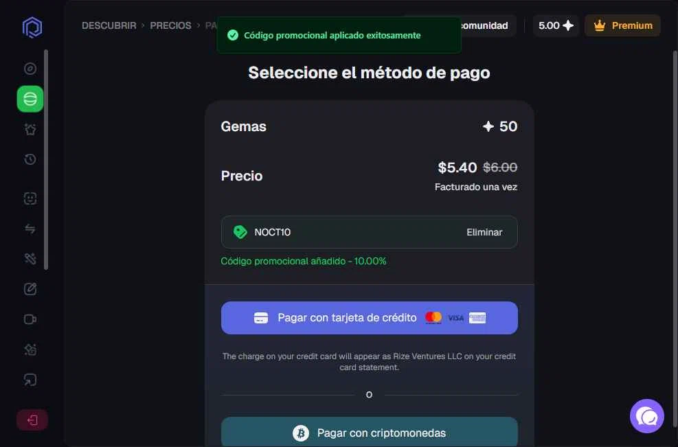 Pykaso AI checkout page showing Pykaso AI promo code box | Screenshot taken by SimplyCodes community member on Oct 29, 2025