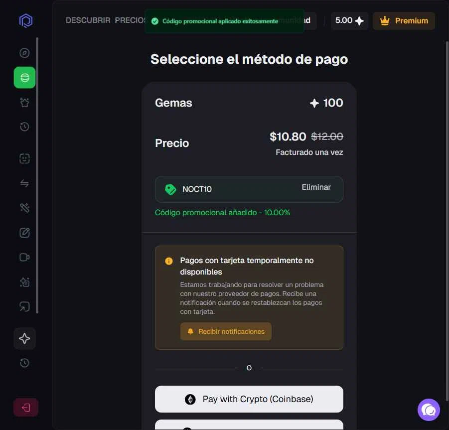 Pykaso AI checkout page showing Pykaso AI promo code box | Screenshot taken by SimplyCodes community member on Jan 9, 2026