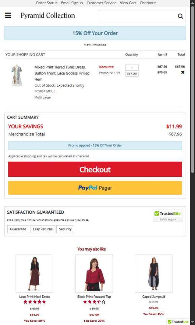 Pyramid Collection checkout page showing Pyramid Collection discount code box | Screenshot taken by SimplyCodes community member on May 26, 2025
