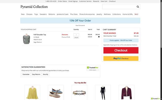 Pyramid Collection checkout page showing Pyramid Collection discount code box | Screenshot taken by SimplyCodes community member on Apr 27, 2025