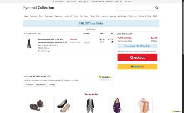 Pyramid Collection checkout page showing Pyramid Collection discount code box | Screenshot taken by SimplyCodes community member on Apr 27, 2025