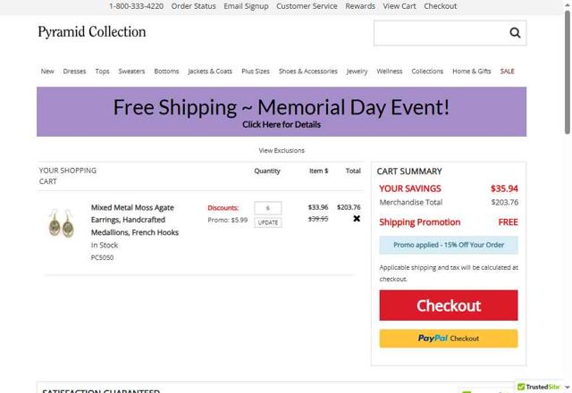 Pyramid Collection checkout page showing Pyramid Collection discount code box | Screenshot taken by SimplyCodes community member on May 26, 2025