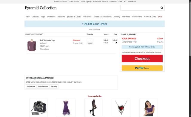 Pyramid Collection checkout page showing Pyramid Collection discount code box | Screenshot taken by SimplyCodes community member on Apr 27, 2025