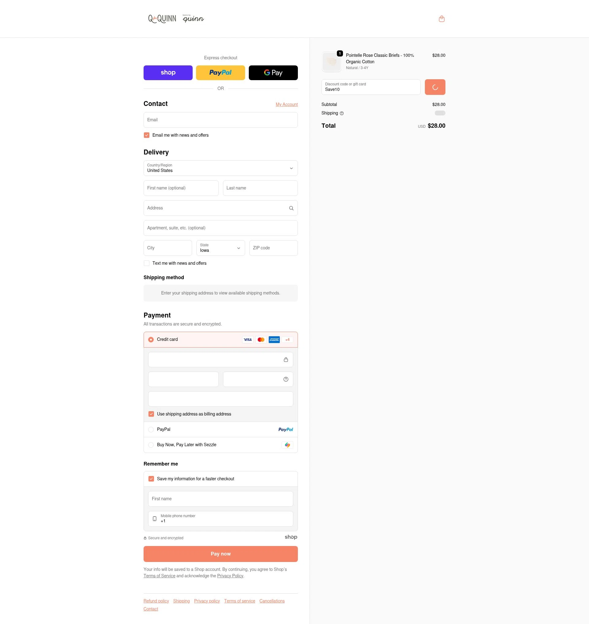 Q for Quinn checkout page showing Q for Quinn discount code box | Screenshot taken by SimplyCodes community member on Dec 28, 2025
