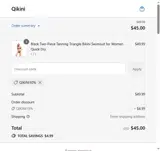 QIKINI10% coupon verification screenshot