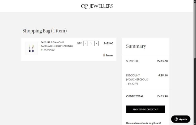QP Jewellers checkout page showing QP Jewellers discount code box | Screenshot taken by SimplyCodes community member on Sep 4, 2025