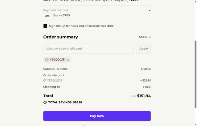 Qskinz checkout page showing Qskinz discount code box | Screenshot taken by SimplyCodes community member on Sep 3, 2025