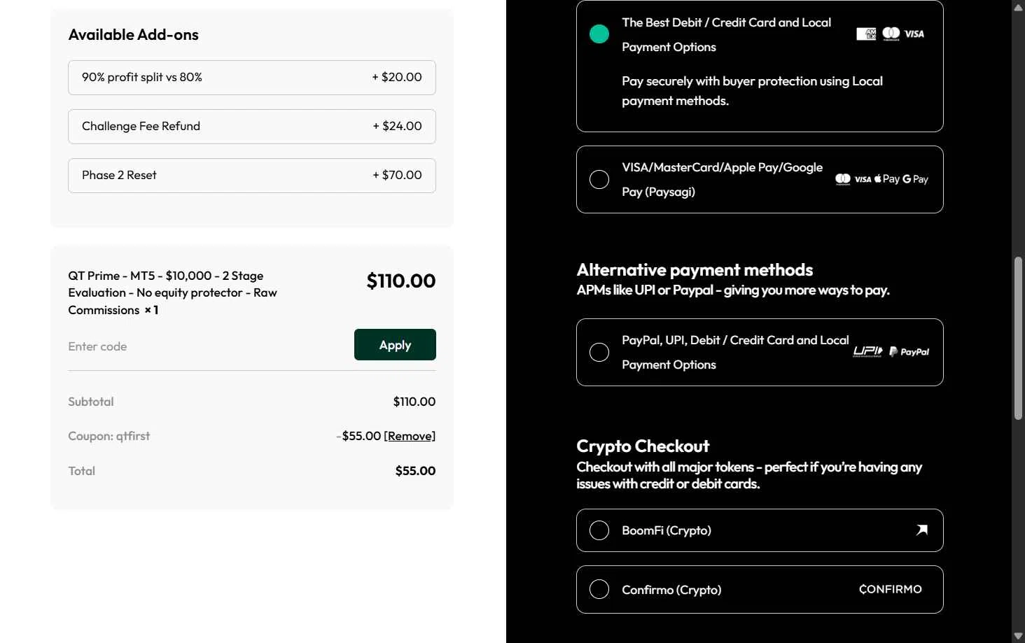 Quant Tekel checkout page showing Quant Tekel promo code box | Screenshot taken by SimplyCodes community member on Jan 13, 2026