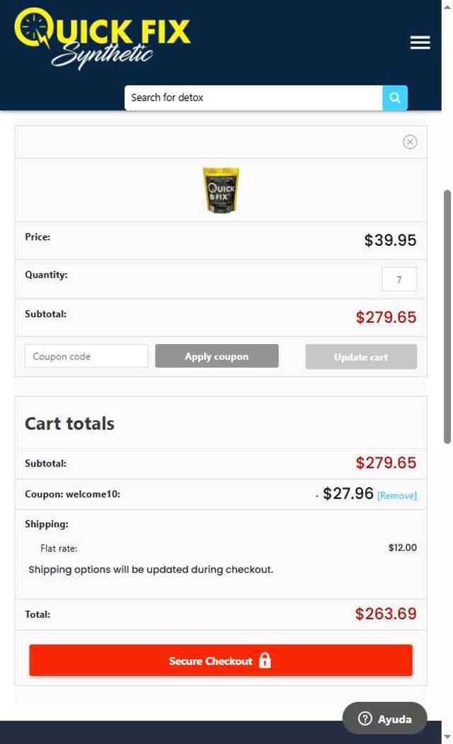 Quick Fix Synthetic checkout page showing Quick Fix Synthetic coupon code box | Screenshot taken by SimplyCodes community member on Jul 25, 2025