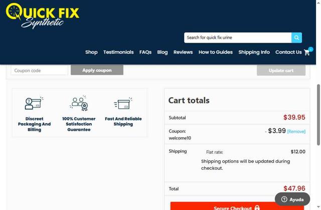 Quick Fix Synthetic checkout page showing Quick Fix Synthetic coupon code box | Screenshot taken by SimplyCodes community member on Jul 25, 2025