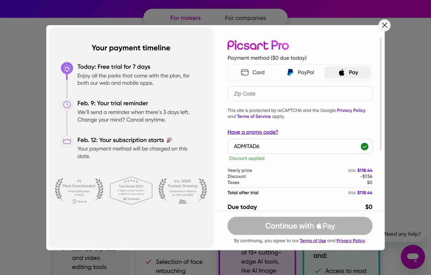 Quicktools checkout page showing Quicktools promo code box | Screenshot taken by SimplyCodes community member on Feb 5, 2026