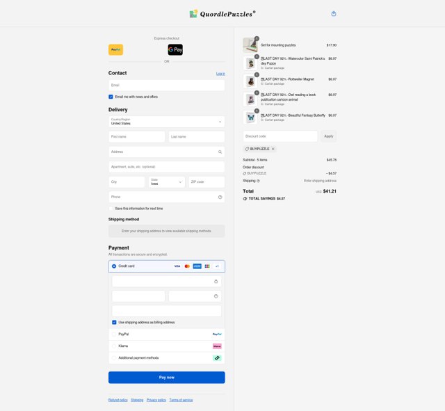 Quordle Puzzles checkout page showing Quordle Puzzles coupon code box | Screenshot taken by SimplyCodes community member on Sep 5, 2025