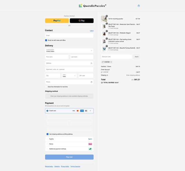 Quordle Puzzles checkout page showing Quordle Puzzles coupon code box | Screenshot taken by SimplyCodes community member on Sep 5, 2025