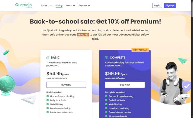 Qustodio checkout page showing Qustodio discount code box | Screenshot taken by SimplyCodes community member on Sep 5, 2025