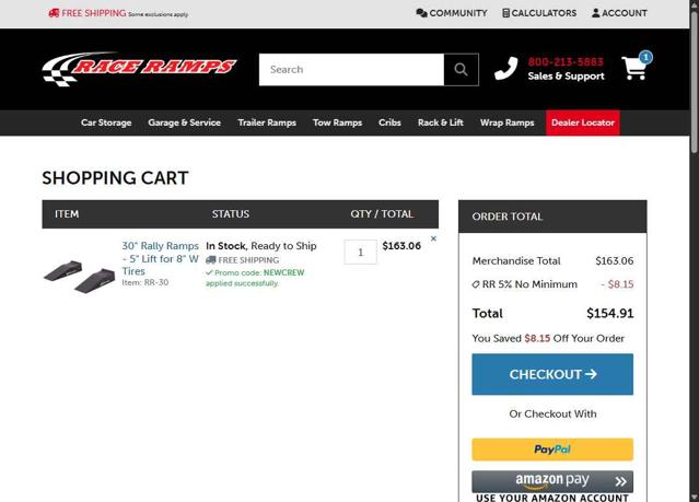 Race Ramps checkout page showing Race Ramps promo code box | Screenshot taken by SimplyCodes community member on Sep 8, 2025