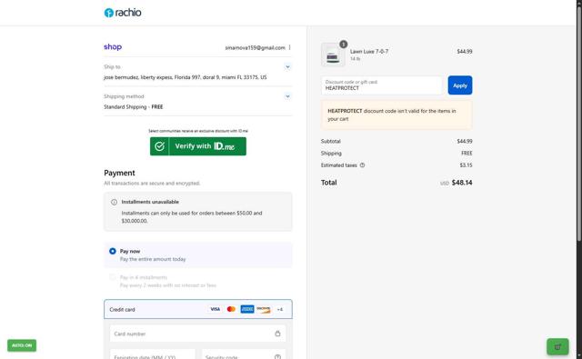 Rachio checkout page showing Rachio discount code box | Screenshot taken by SimplyCodes community member on Sep 9, 2025