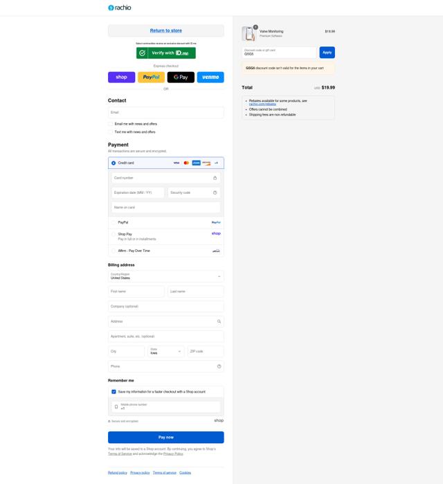 Rachio checkout page showing Rachio discount code box | Screenshot taken by SimplyCodes community member on Aug 29, 2025