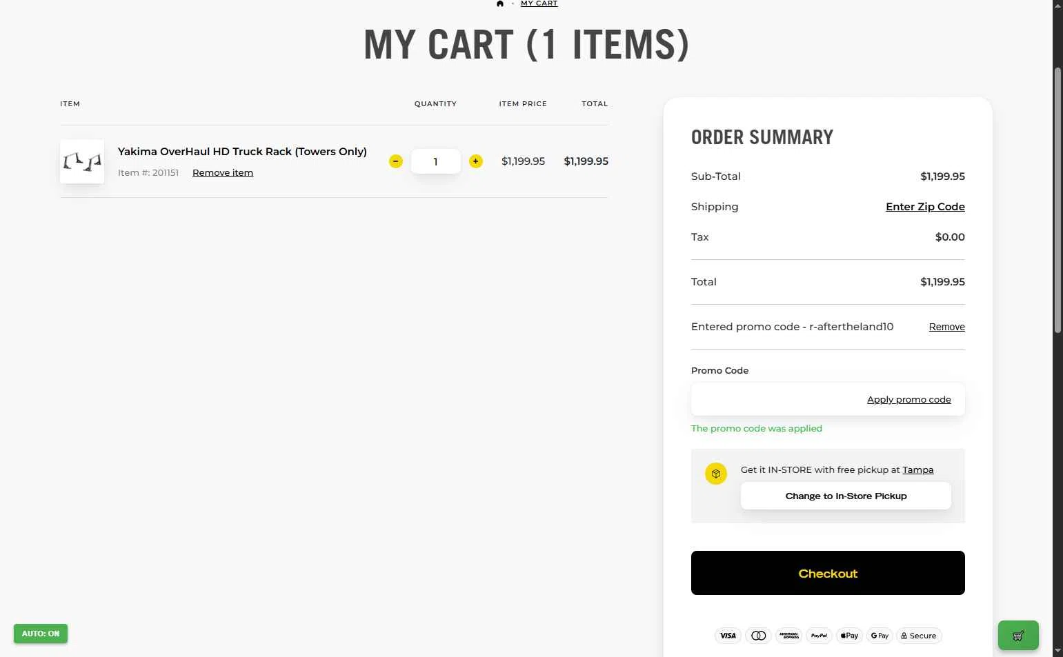 Rack Attack checkout page showing Rack Attack promo code box | Screenshot taken by SimplyCodes community member on Sep 23, 2025