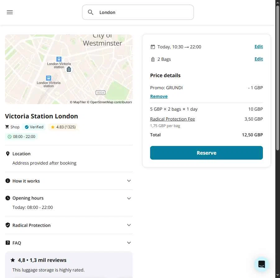 Radical Storage checkout page showing Radical Storage promo code box | Screenshot taken by SimplyCodes community member on Jan 14, 2026
