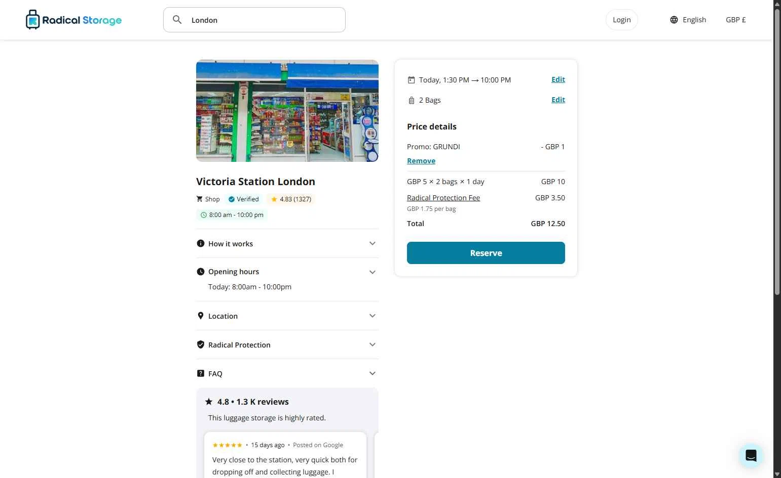 Radical Storage checkout page showing Radical Storage promo code box | Screenshot taken by SimplyCodes community member on Jan 22, 2026