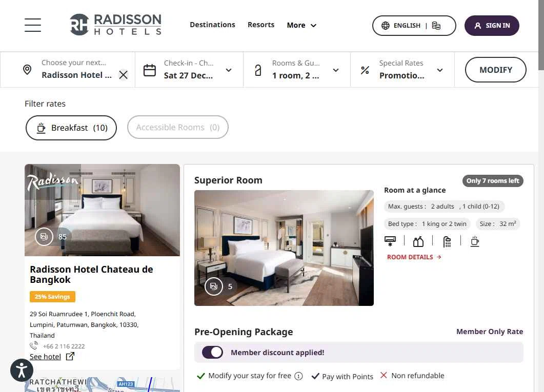 Radisson Hotels checkout page showing Radisson Hotels discount code box | Screenshot taken by SimplyCodes community member on Dec 23, 2025