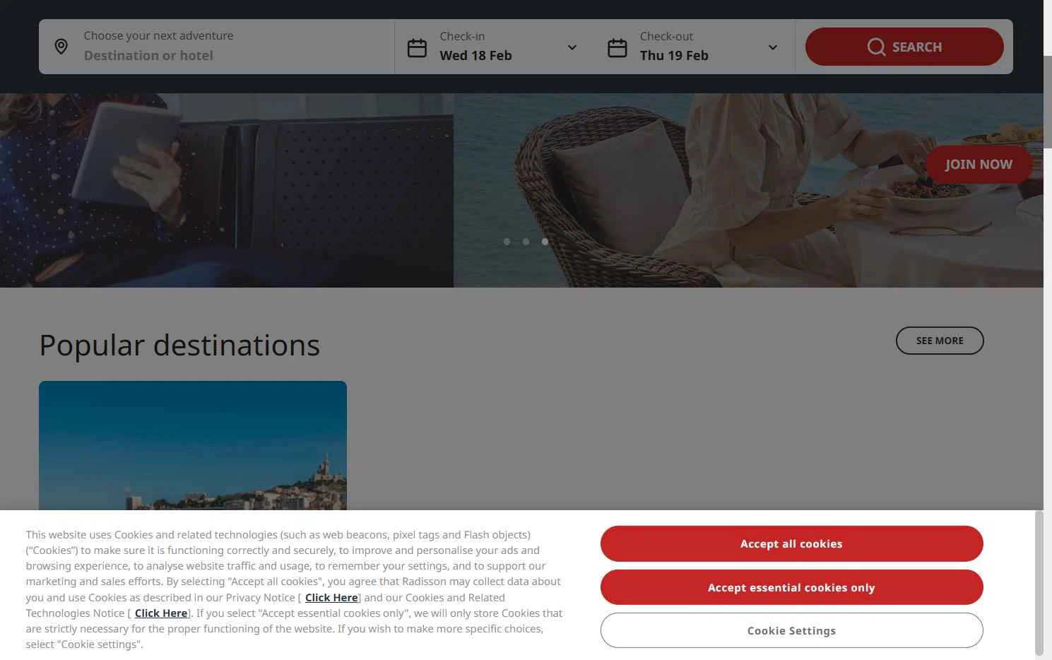 Radisson Hotels checkout page showing Radisson Hotels discount code box | Screenshot taken by SimplyCodes community member on Feb 18, 2026