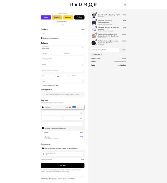 Radmor Golf checkout page showing Radmor Golf promo code box | Screenshot taken by SimplyCodes community member on Sep 8, 2025