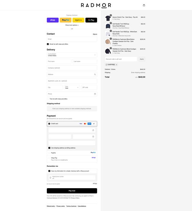 Radmor Golf checkout page showing Radmor Golf promo code box | Screenshot taken by SimplyCodes community member on Sep 12, 2025