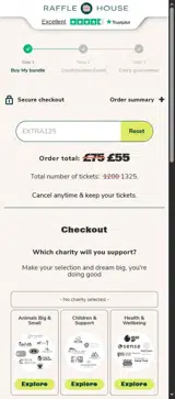 Raffle House coupon verification screenshot