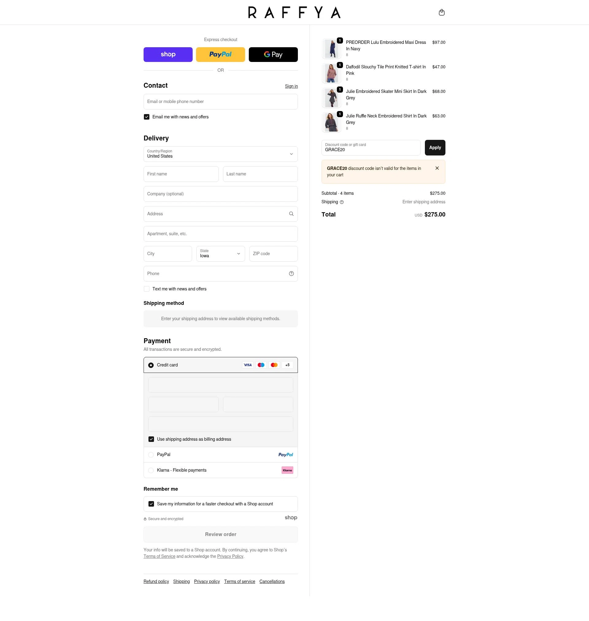 Raffya checkout page showing Raffya promo code box | Screenshot taken by SimplyCodes community member on Dec 5, 2025
