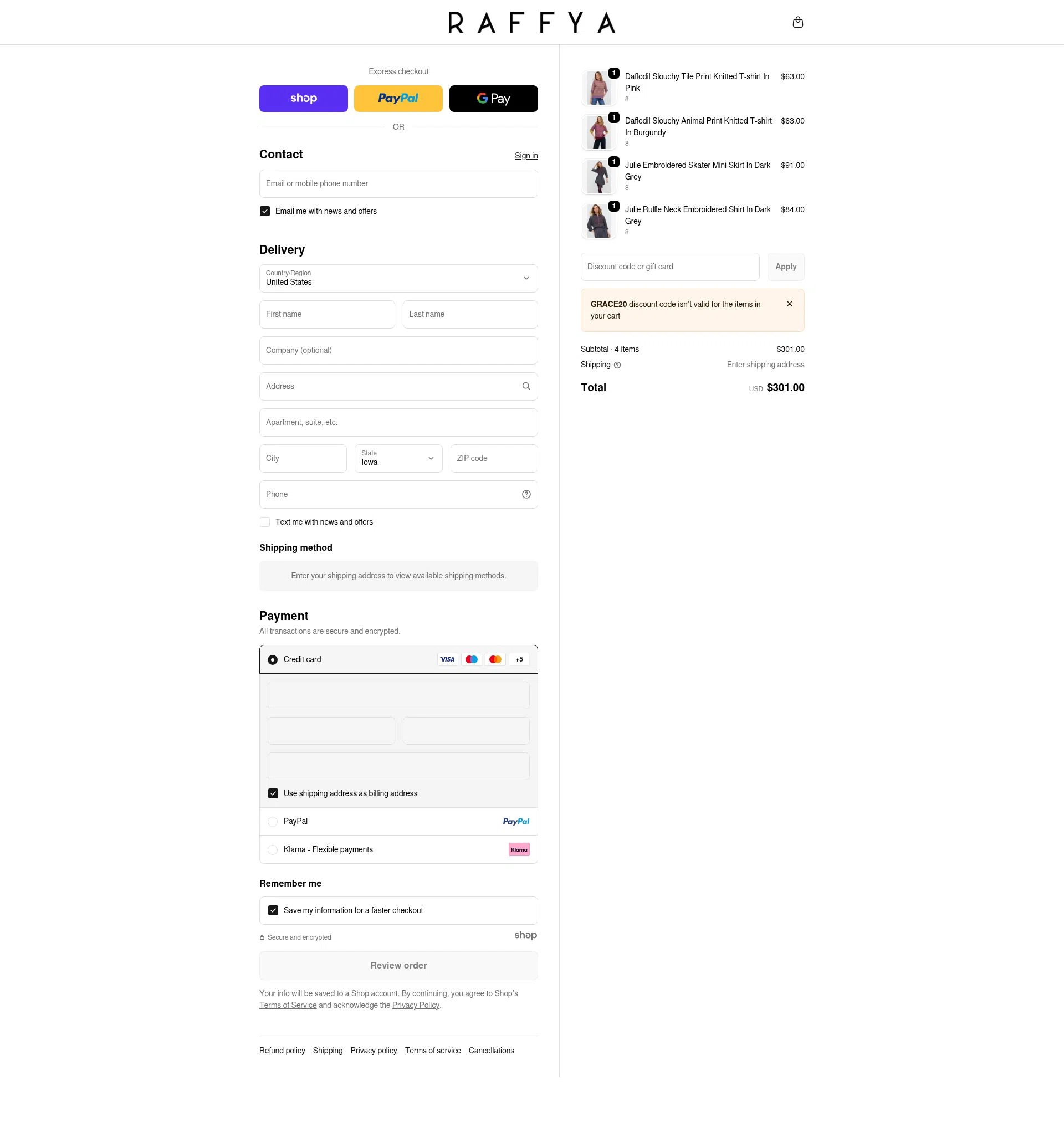 Raffya checkout page showing Raffya promo code box | Screenshot taken by SimplyCodes community member on Dec 16, 2025