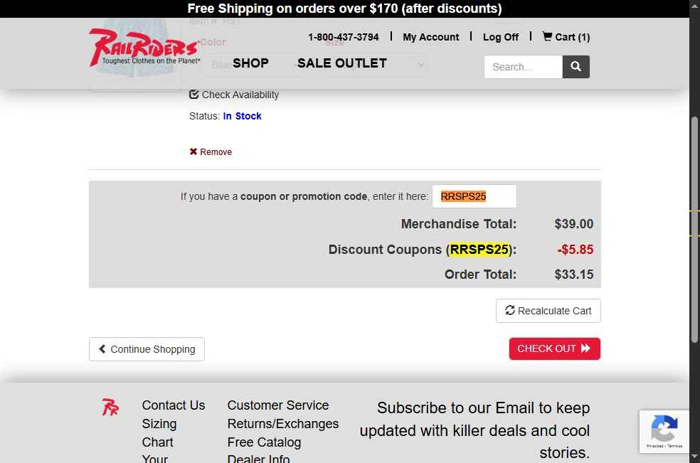 Rail Riders checkout page showing Rail Riders promo code box | Screenshot taken by SimplyCodes community member on Sep 11, 2025