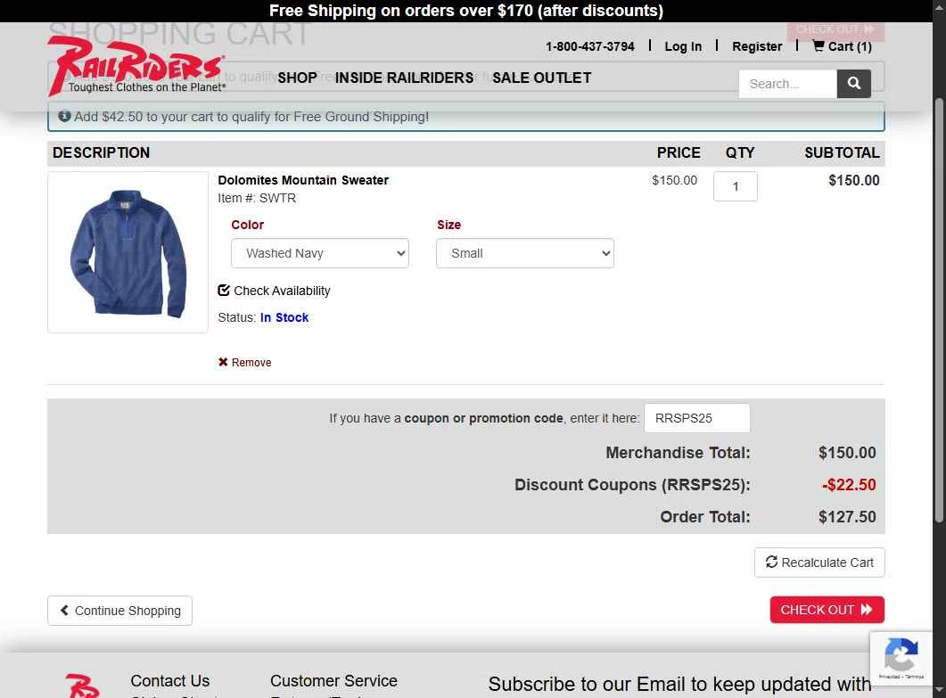 Rail Riders checkout page showing Rail Riders promo code box | Screenshot taken by SimplyCodes community member on Sep 11, 2025