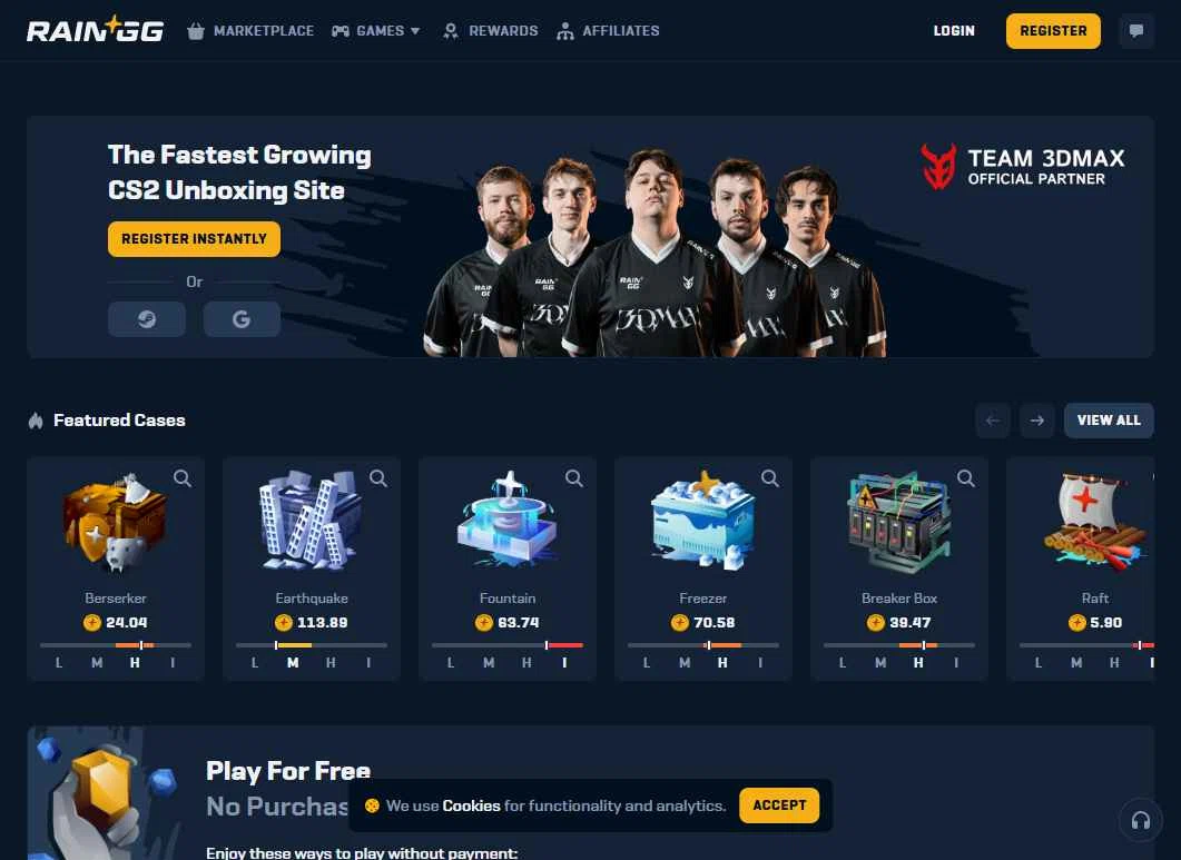 Rain.gg checkout page showing Rain.gg promo code box | Screenshot taken by SimplyCodes community member on Jul 13, 2025