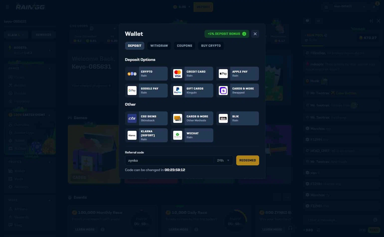 Rain.gg checkout page showing Rain.gg promo code box | Screenshot taken by SimplyCodes community member on Apr 30, 2025