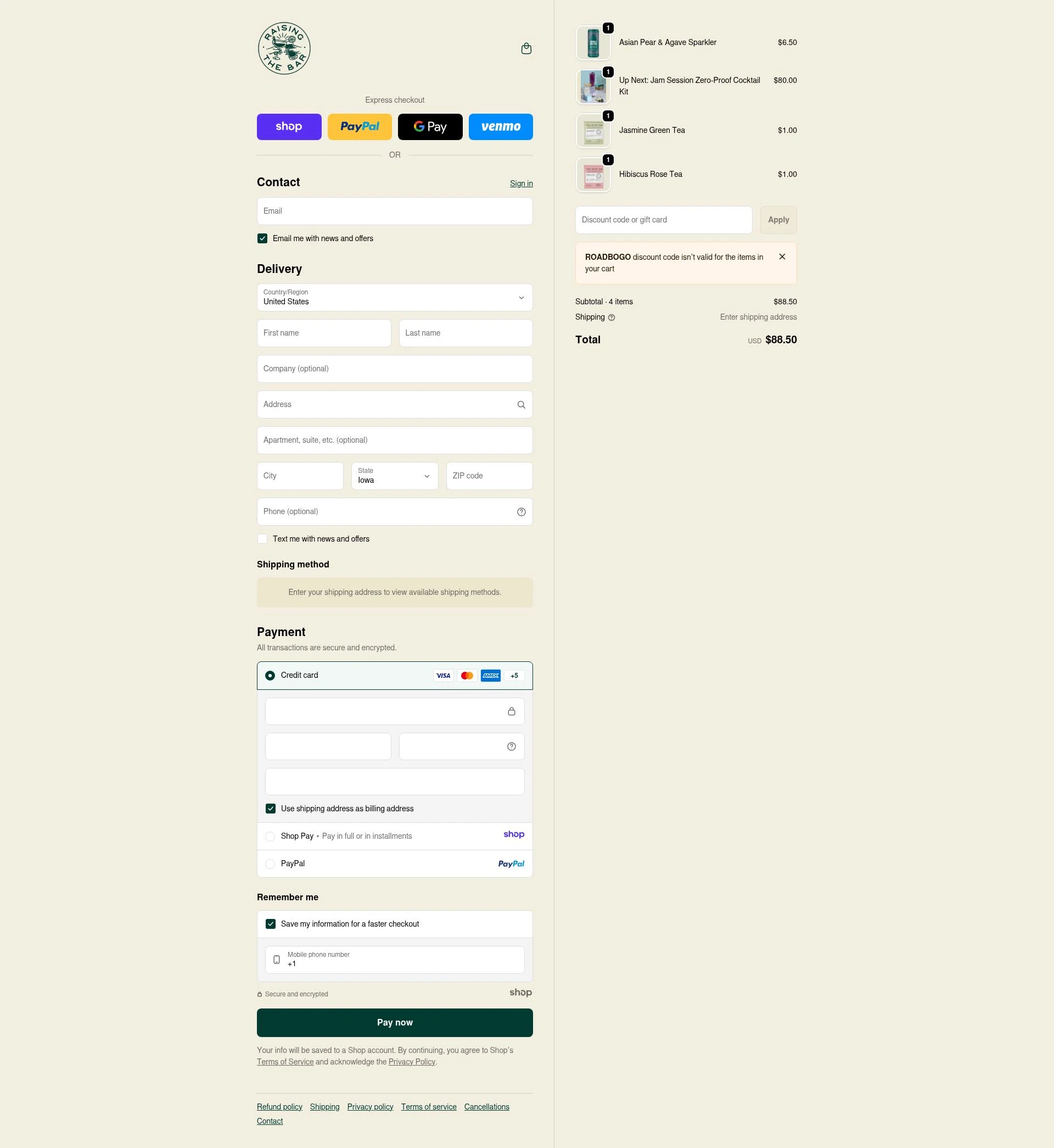 We Are Raising the Bar checkout page showing We Are Raising the Bar coupon code box | Screenshot taken by SimplyCodes community member on Jan 11, 2026