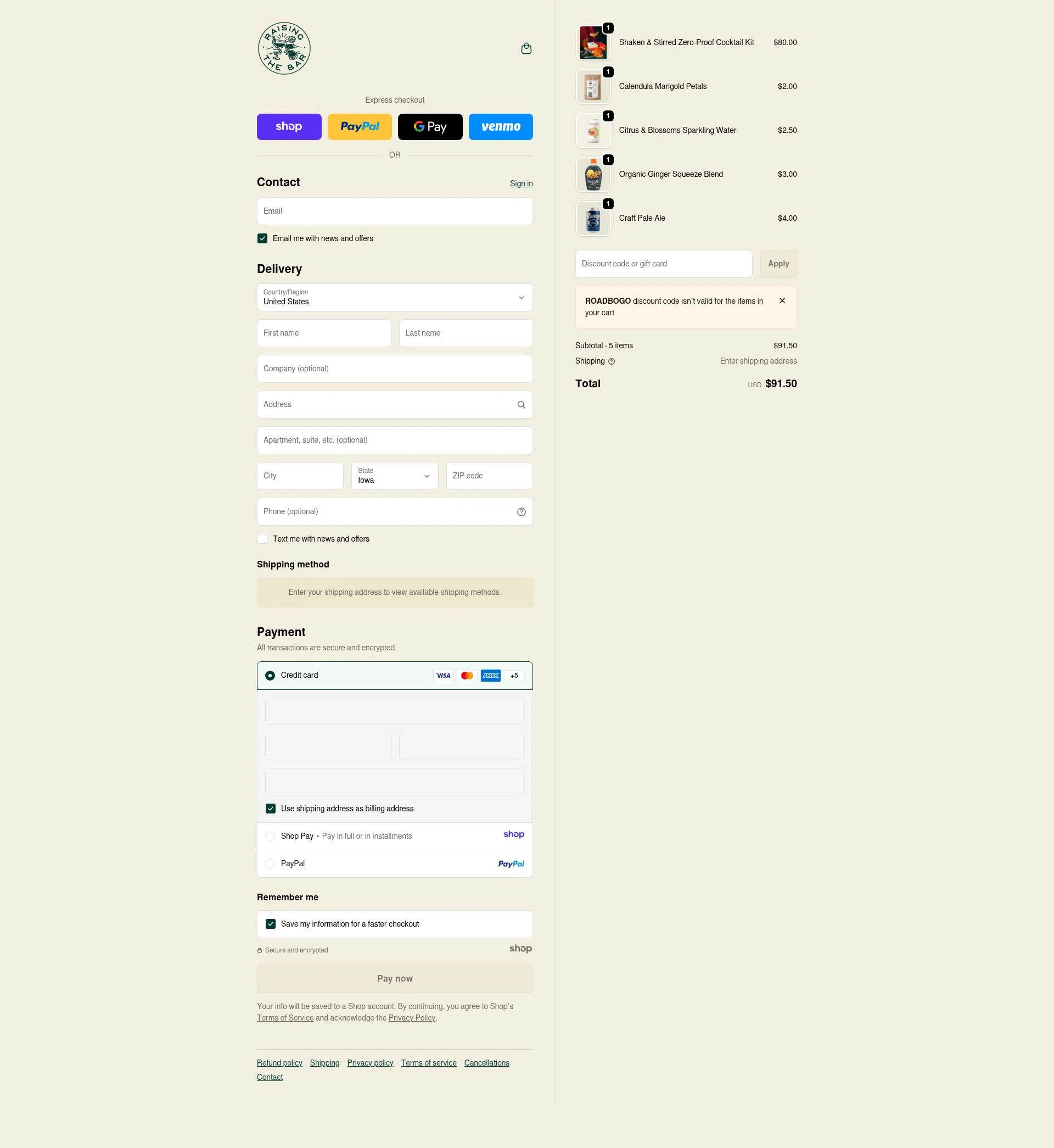 We Are Raising the Bar checkout page showing We Are Raising the Bar coupon code box | Screenshot taken by SimplyCodes community member on Jan 1, 2026