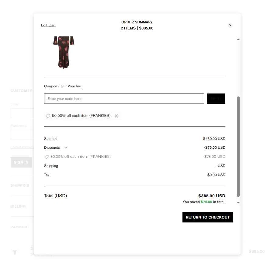 Réalisation checkout page showing Réalisation promo code box | Screenshot taken by SimplyCodes community member on Feb 11, 2026